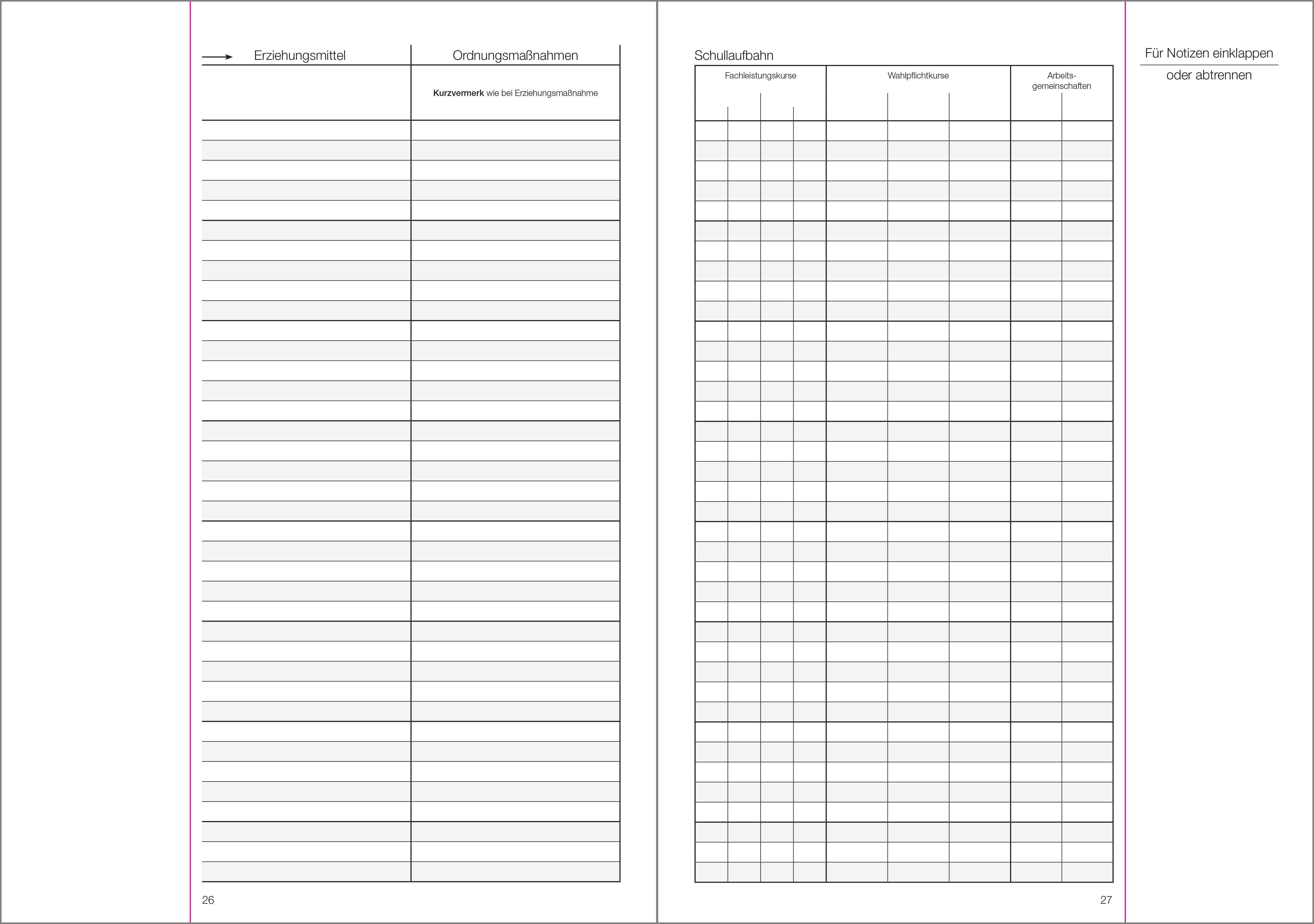 Schülerdaten neutral Klassenbuch Teil A 2026/2027