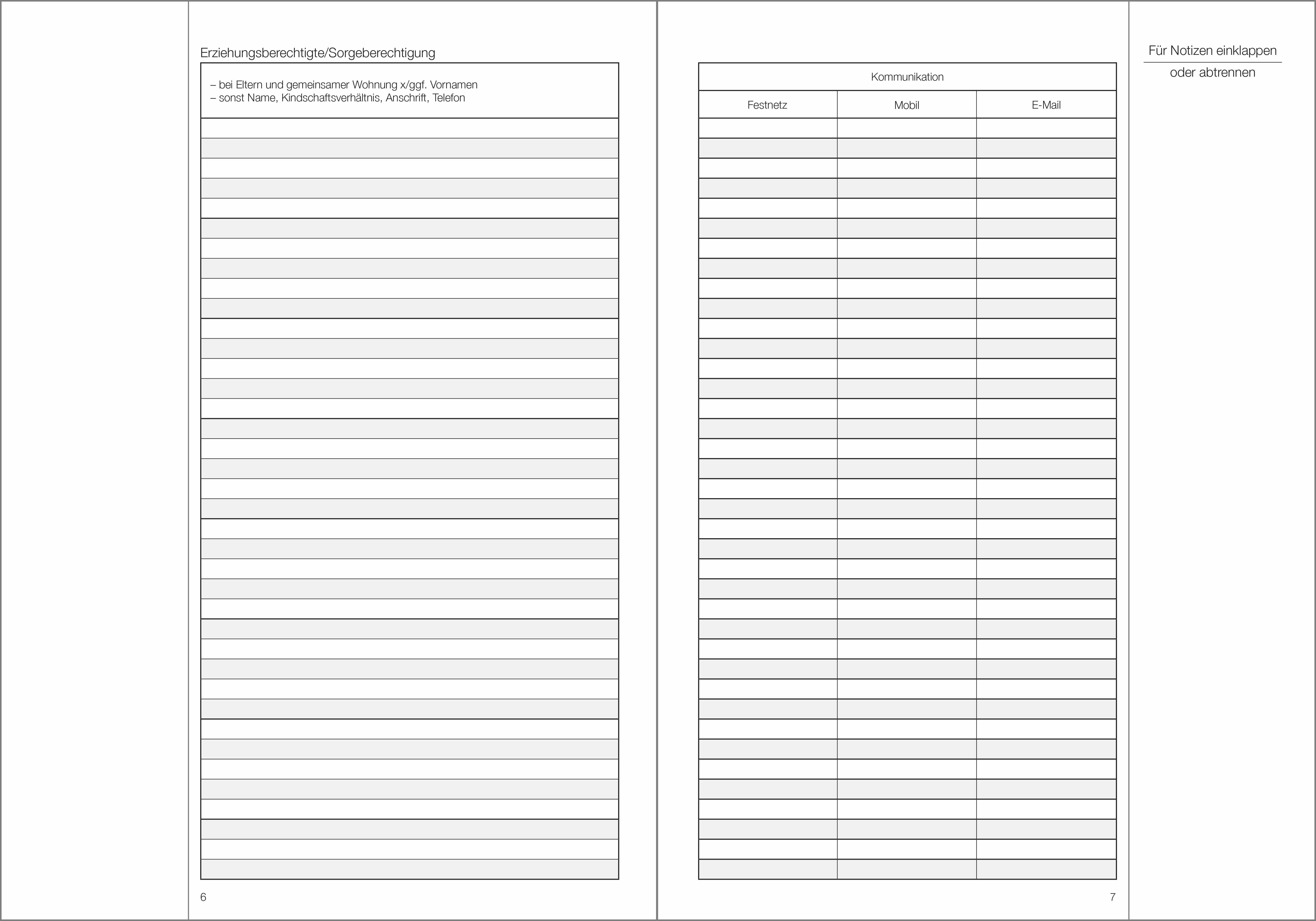 Schülerdaten Grundschule Klassenbuch Teil A 2026/2027