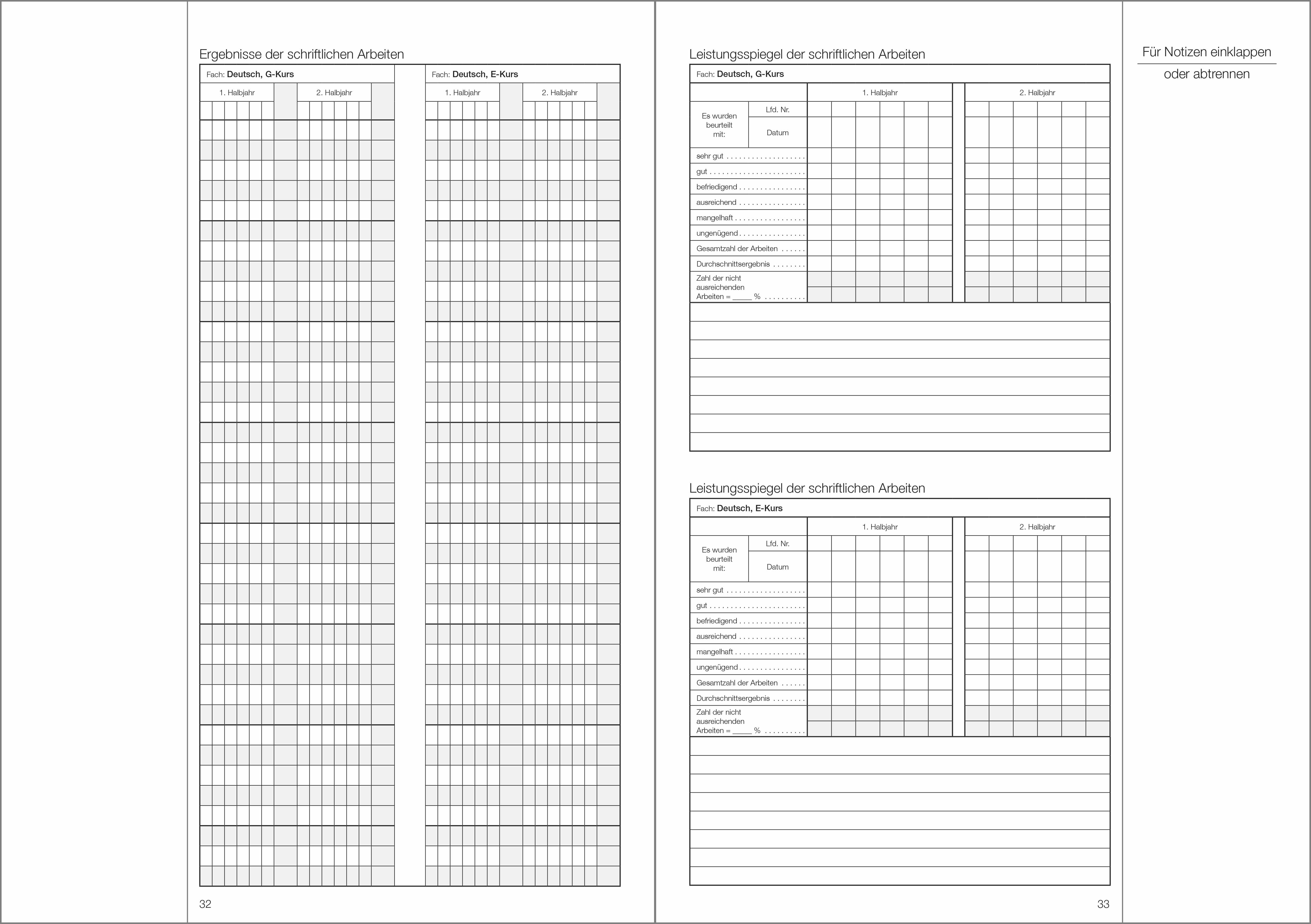 Schülerdaten Gesamtschule / Sekundarschule Klassenbuch Teil A 2026/2027