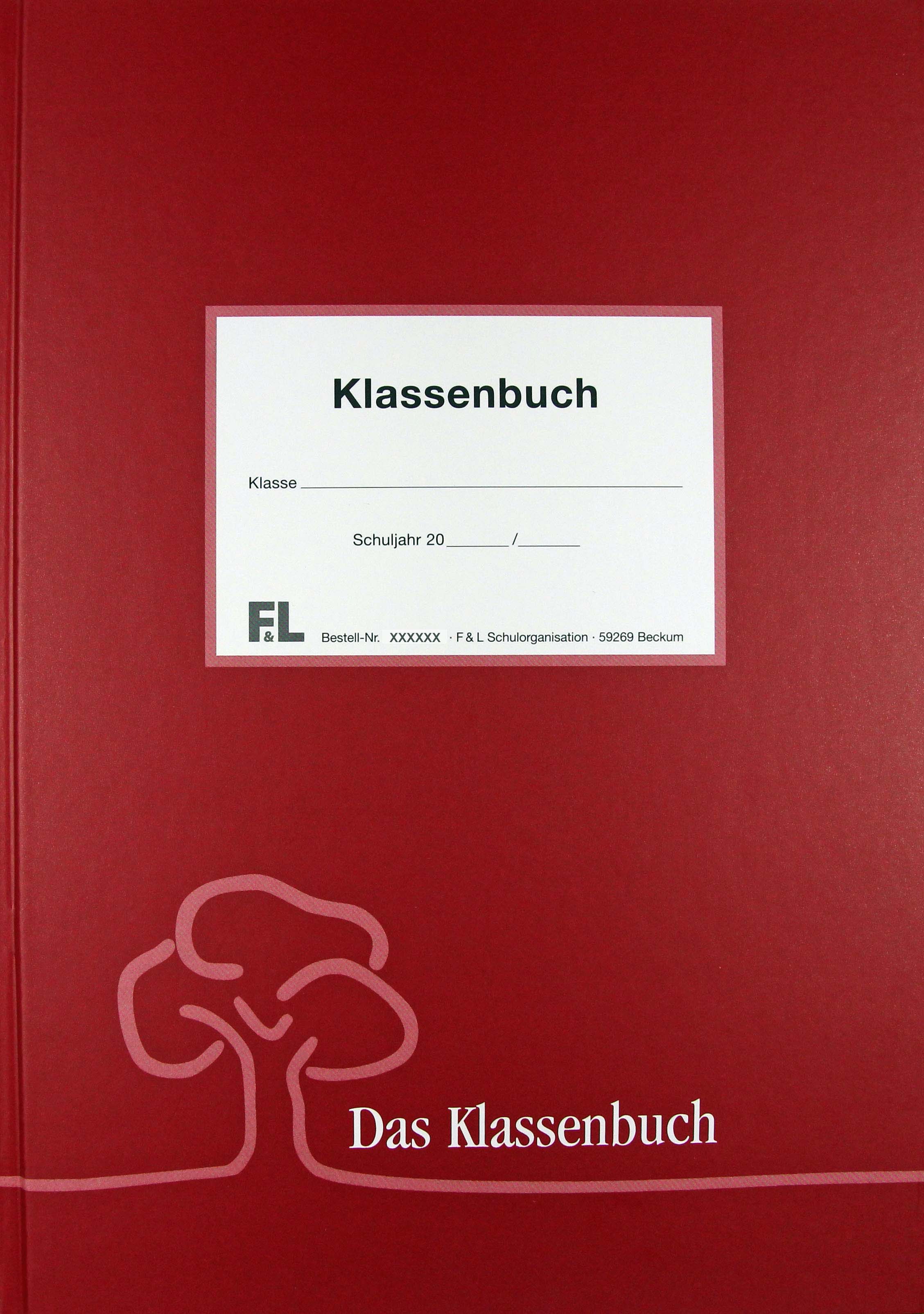 Klassenbuch amtl. Daten rot, Buchdecke PVC frei