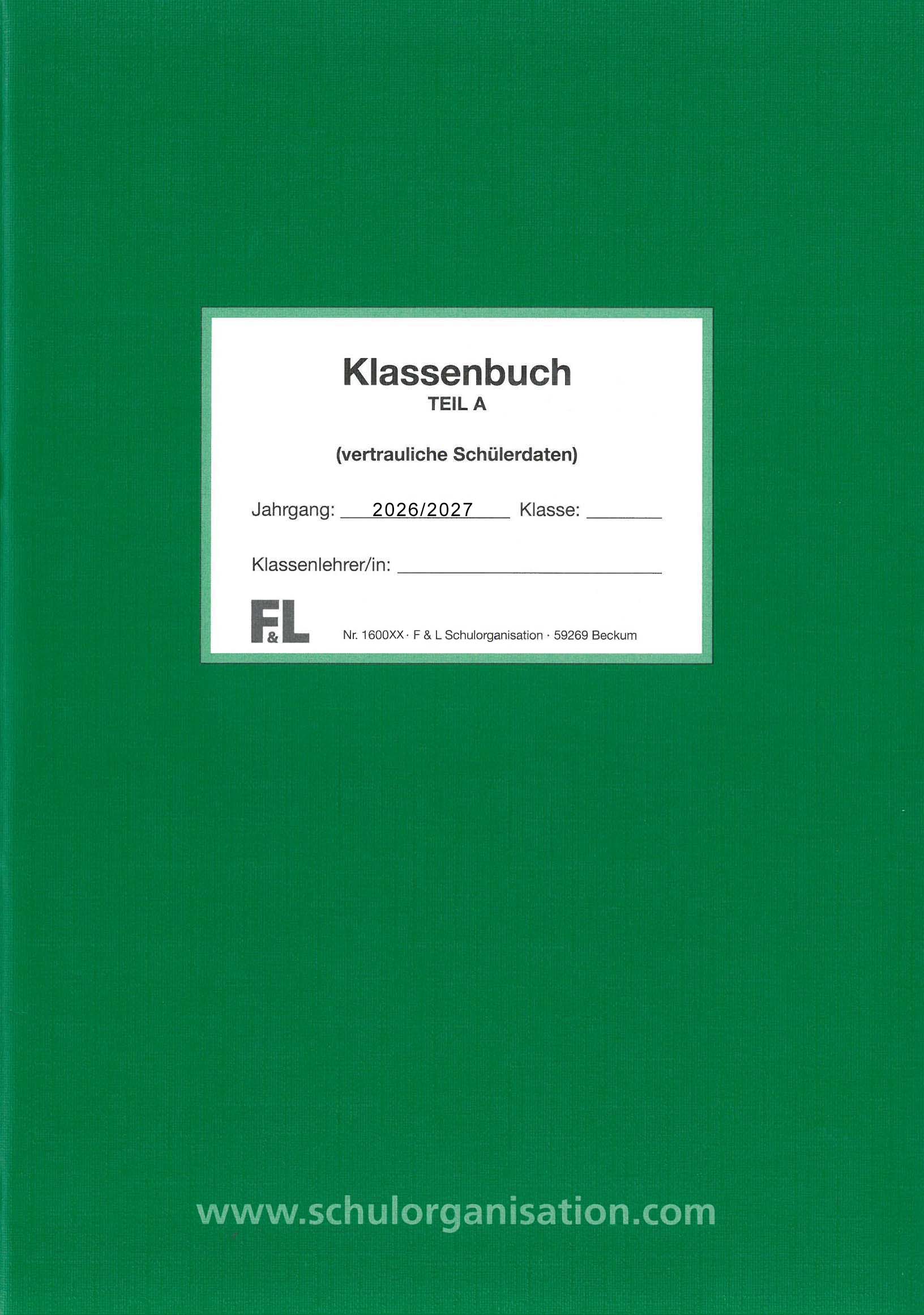 Schülerdaten Gymnasium Klassenbuch Teil A 2026/2027