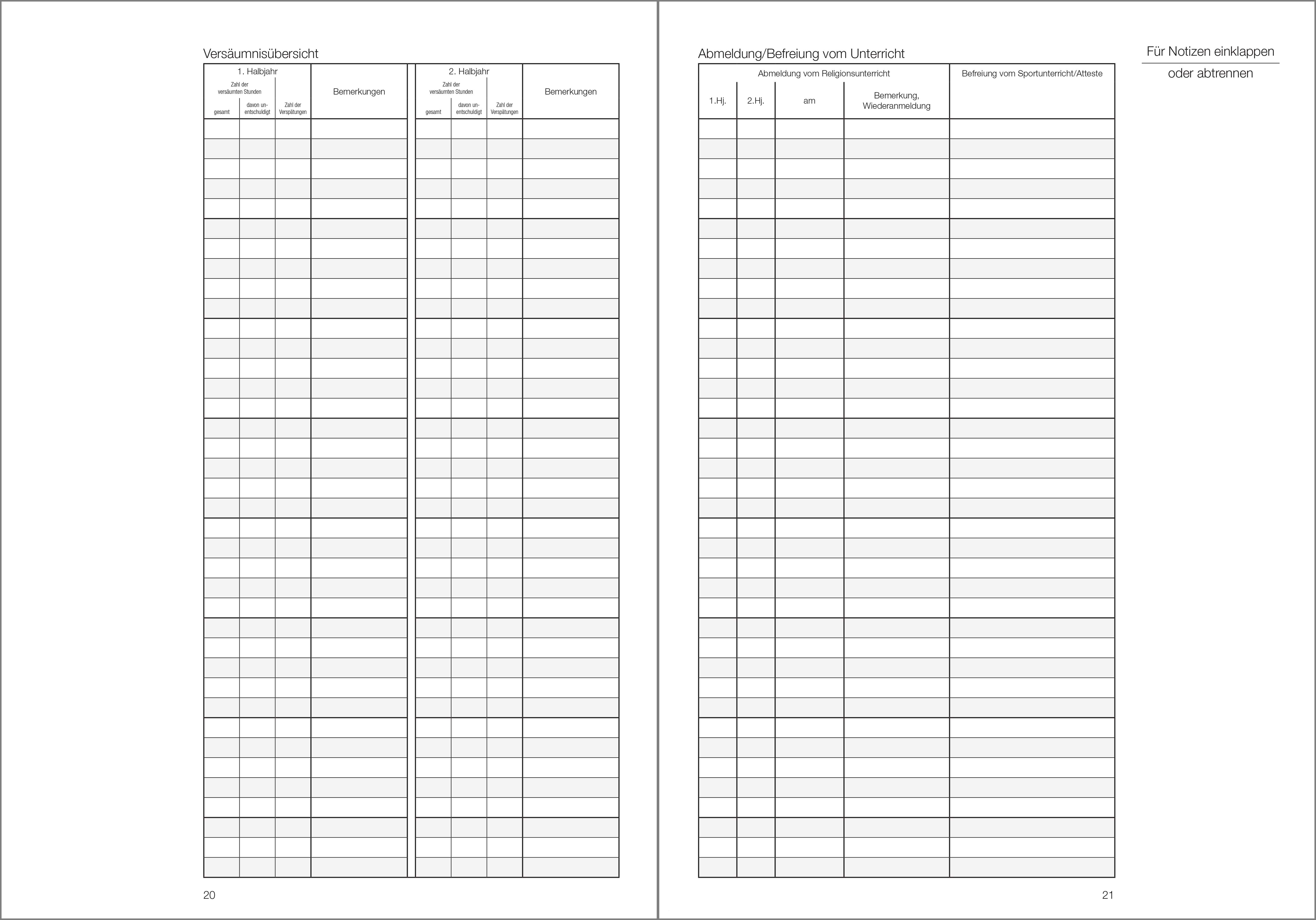 Schülerdaten Hauptschule Klassenbuch Teil A 2026/2027