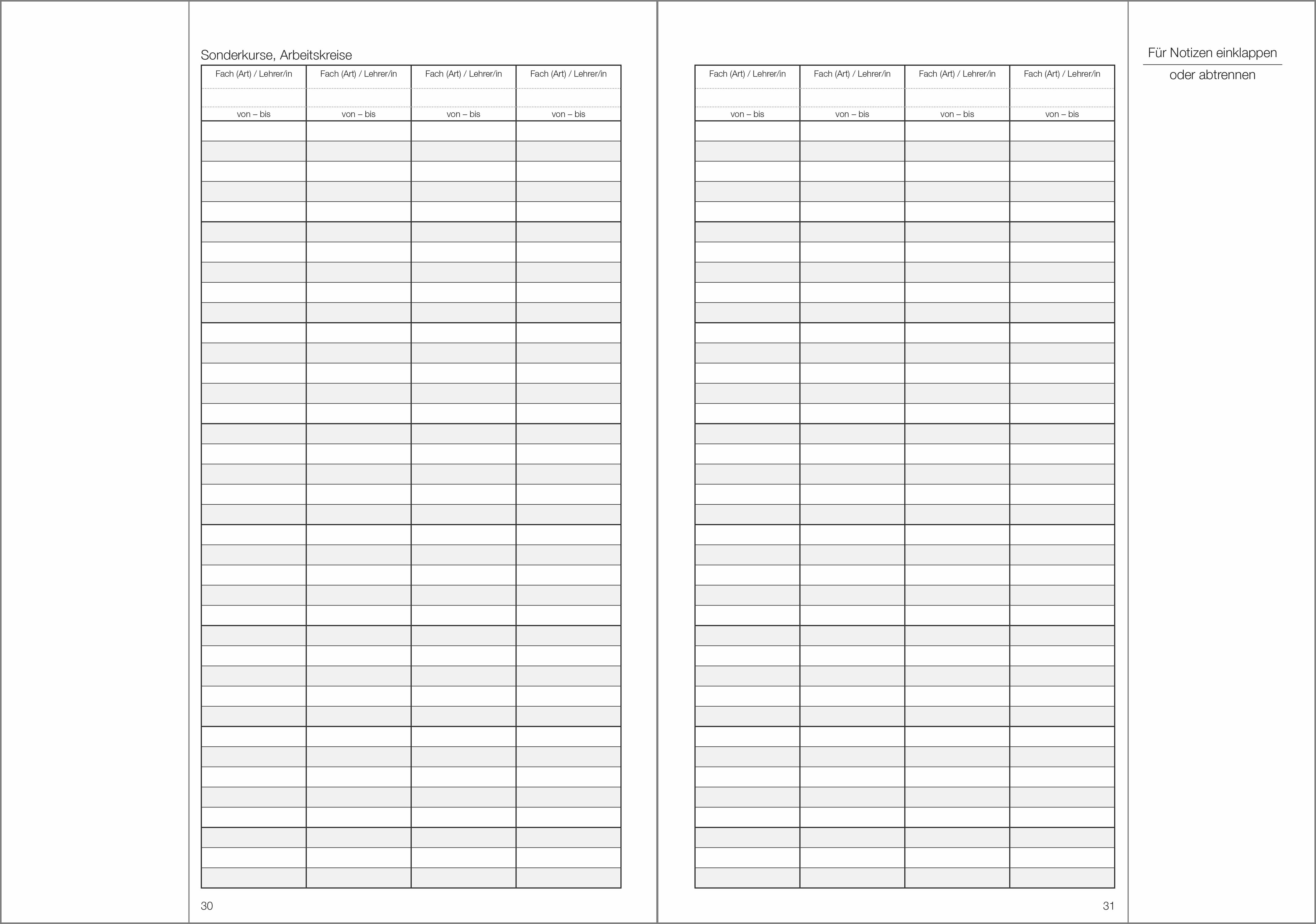 Schülerdaten FOS Lernen/GB Klassenbuch Teil A 2026/2027