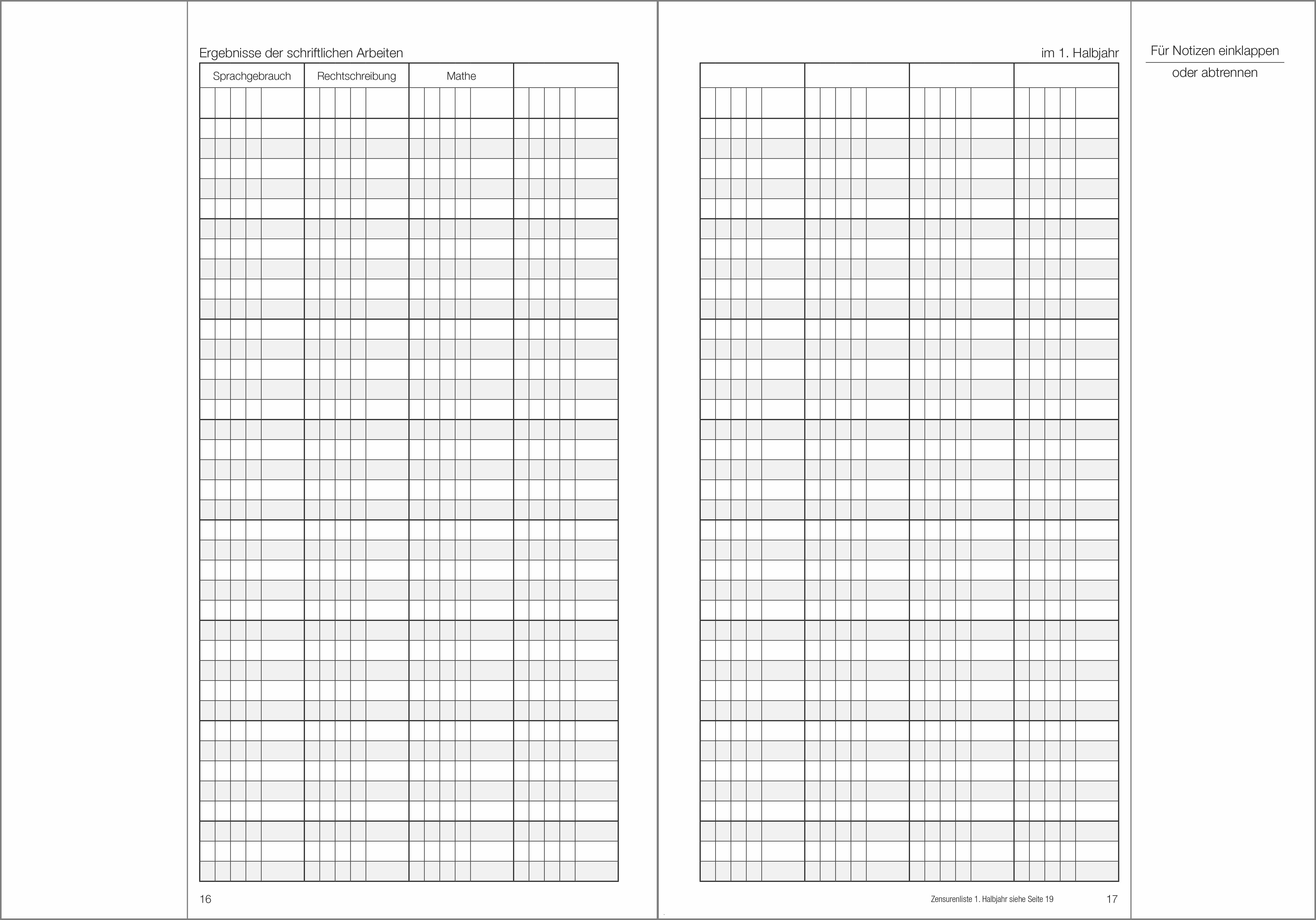 Schülerdaten Grundschule Klassenbuch Teil A 2026/2027