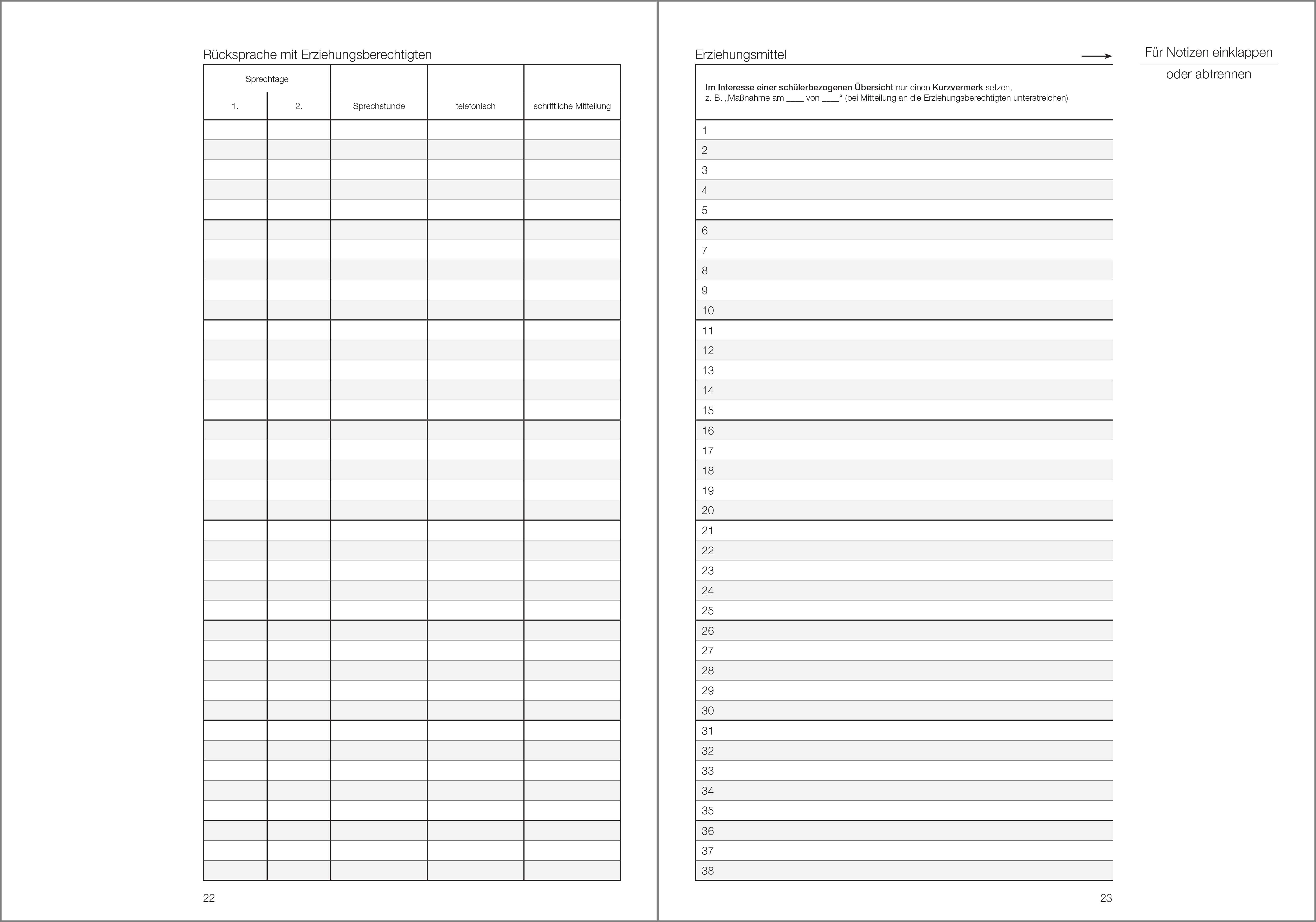 Schülerdaten Hauptschule Klassenbuch Teil A 2026/2027