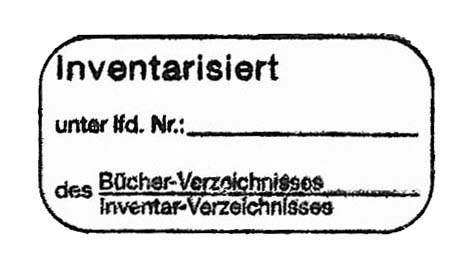 Stempel Inventarisiert unter lfd. Nummer