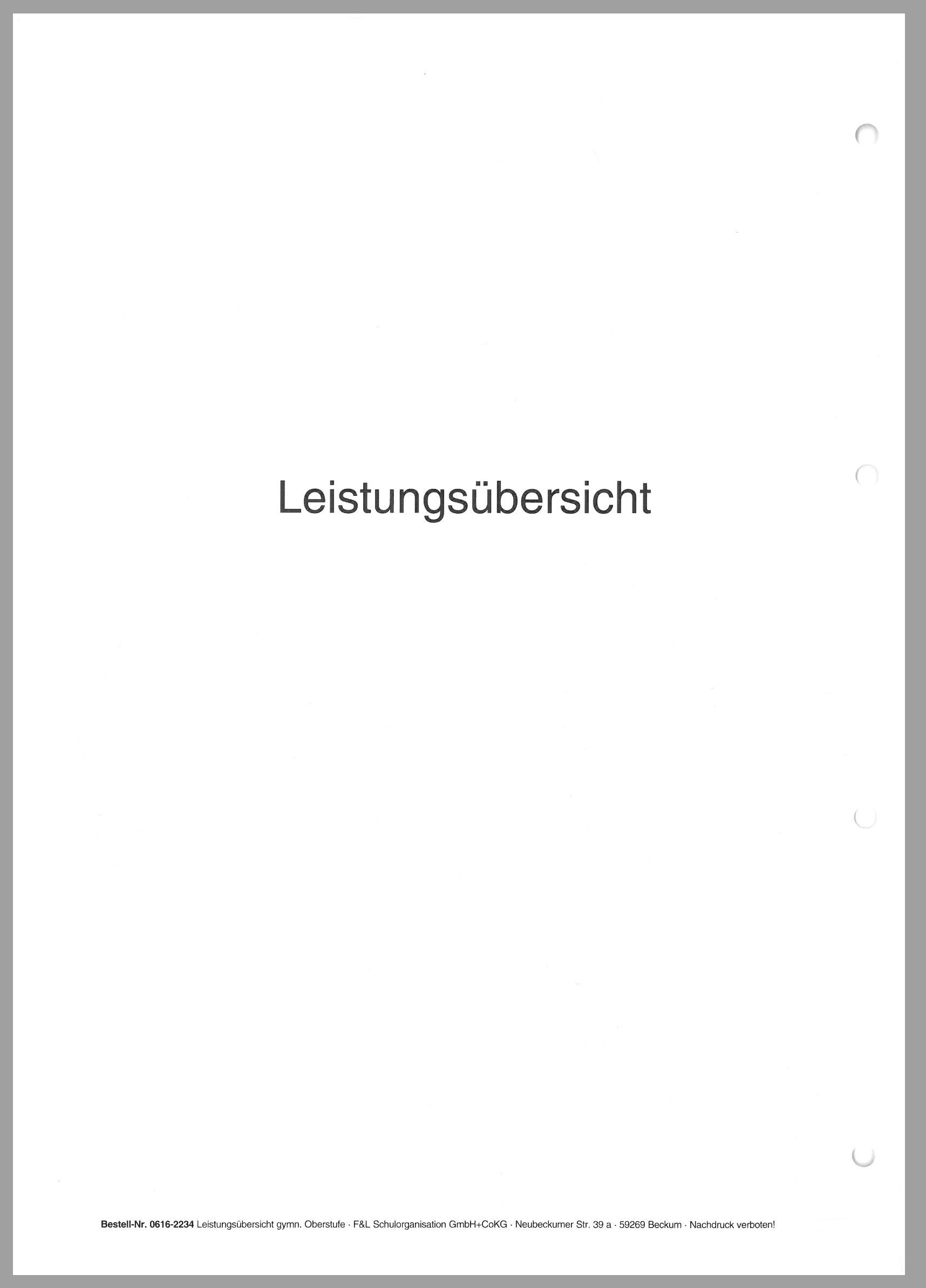 Schülerstammblatt Sek II