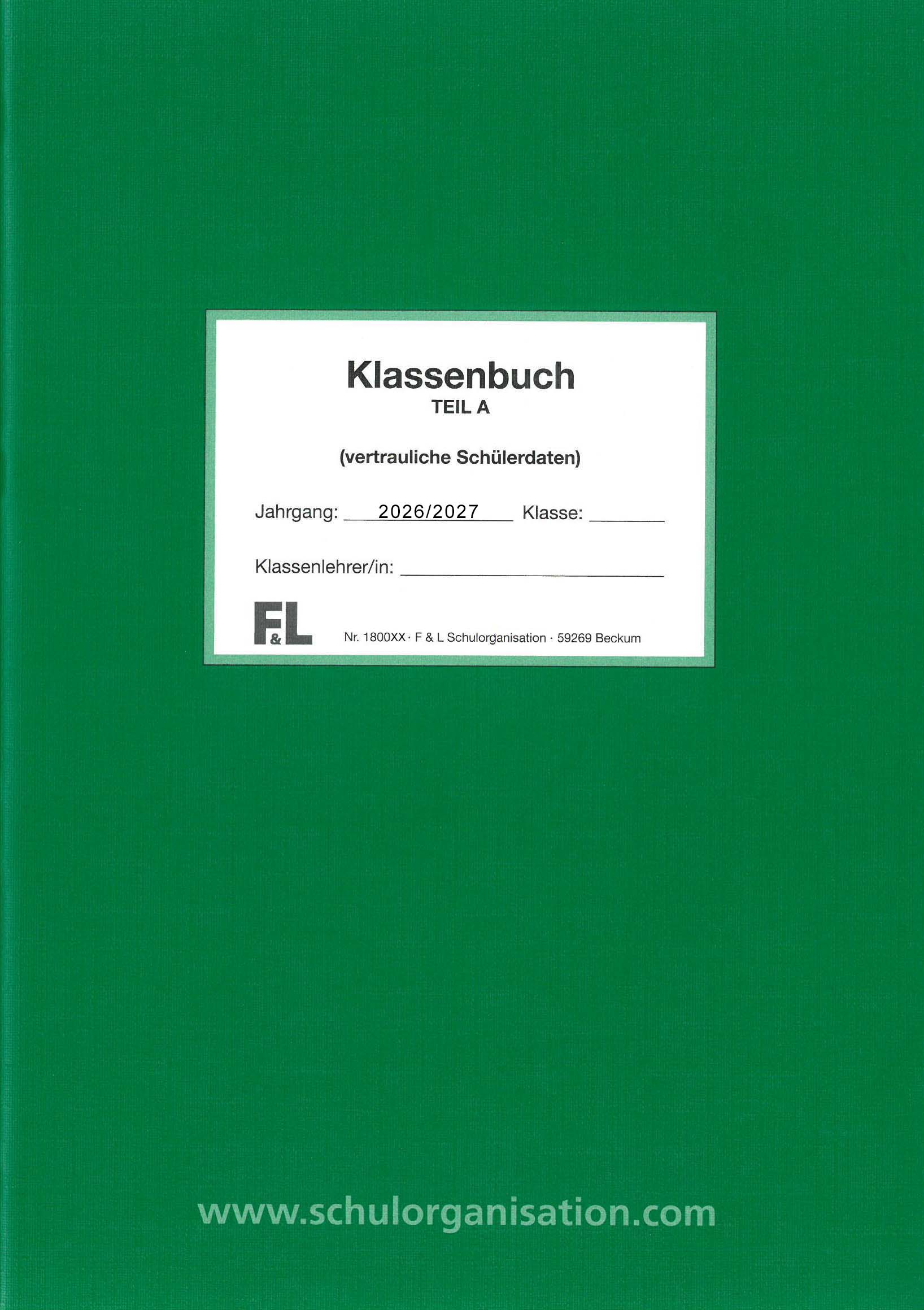 Schülerdaten Realschule Klassenbuch Teil A 2026/2027