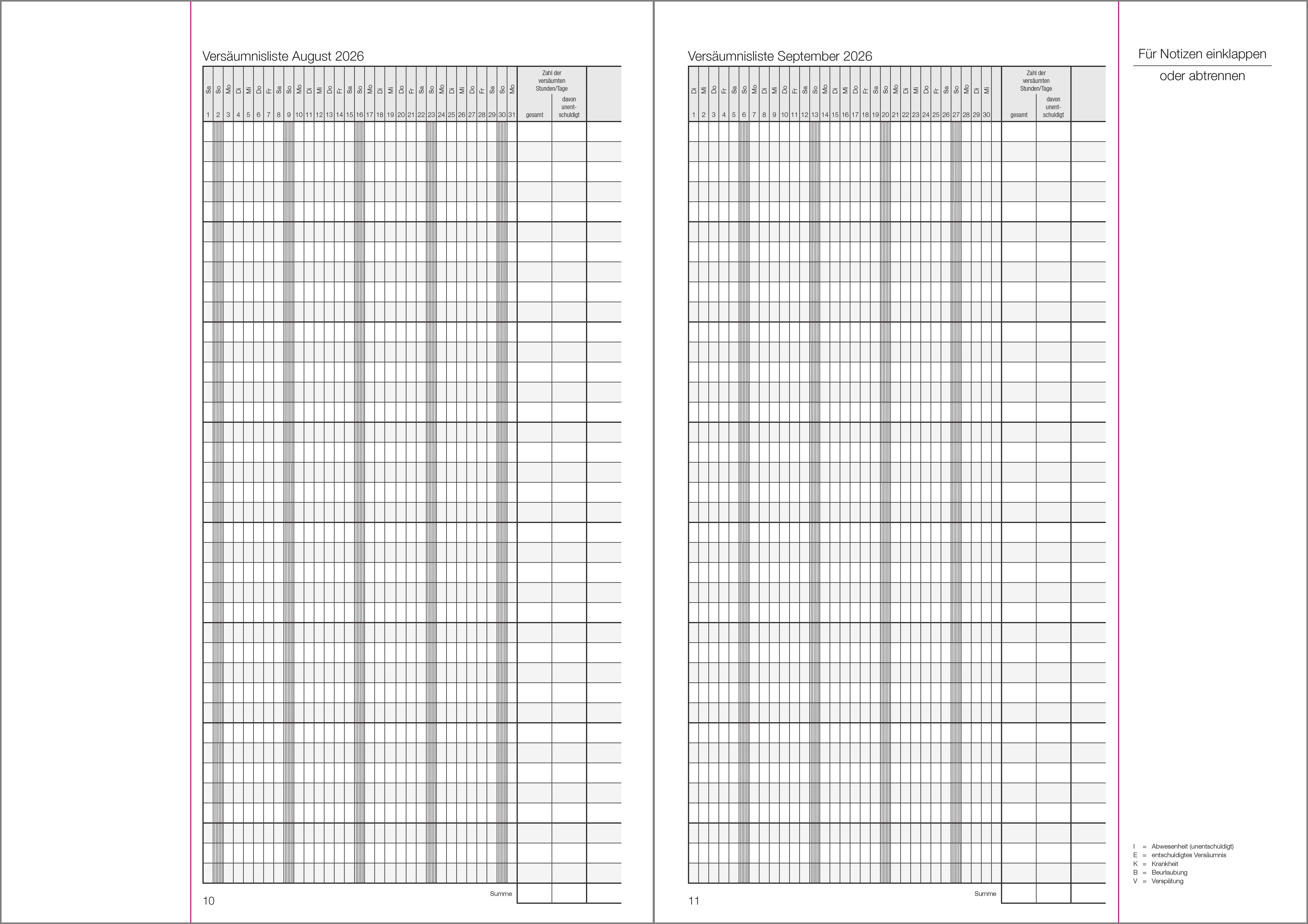 Schülerdaten neutral Klassenbuch Teil A 2026/2027