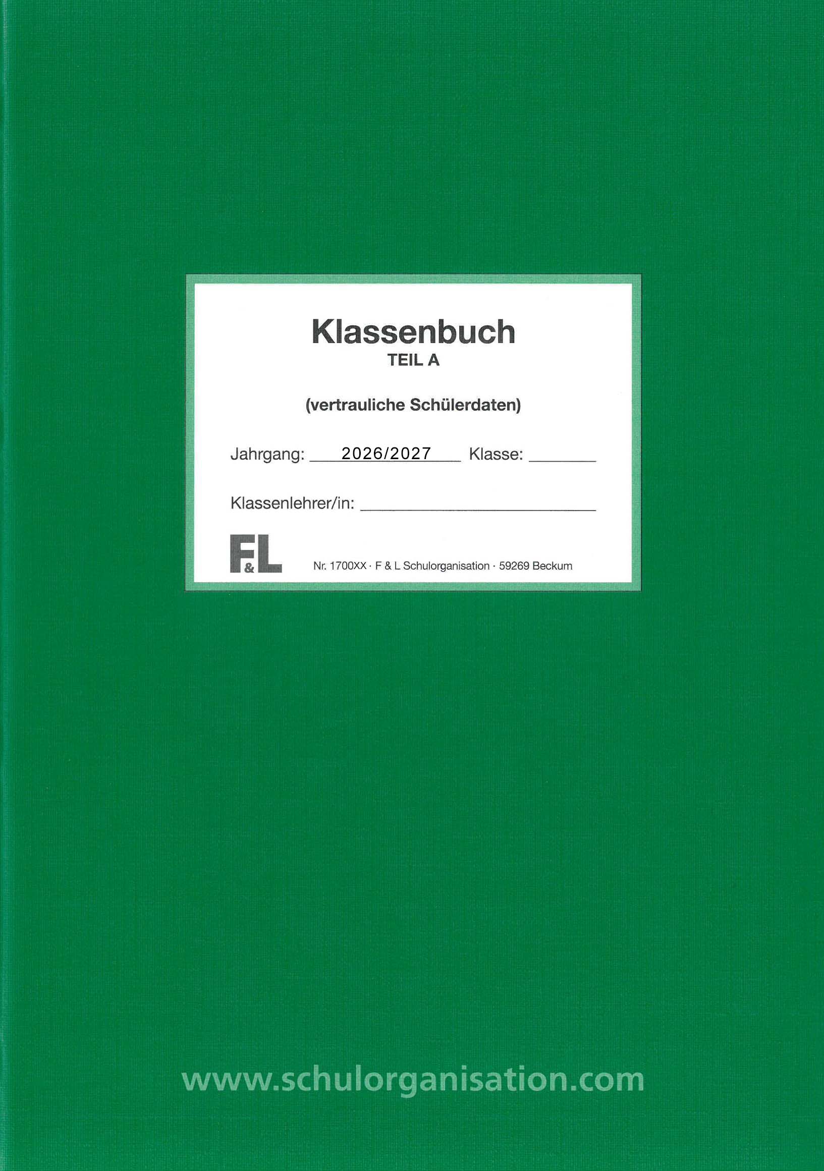 Schülerdaten Grundschule Klassenbuch Teil A 2026/2027