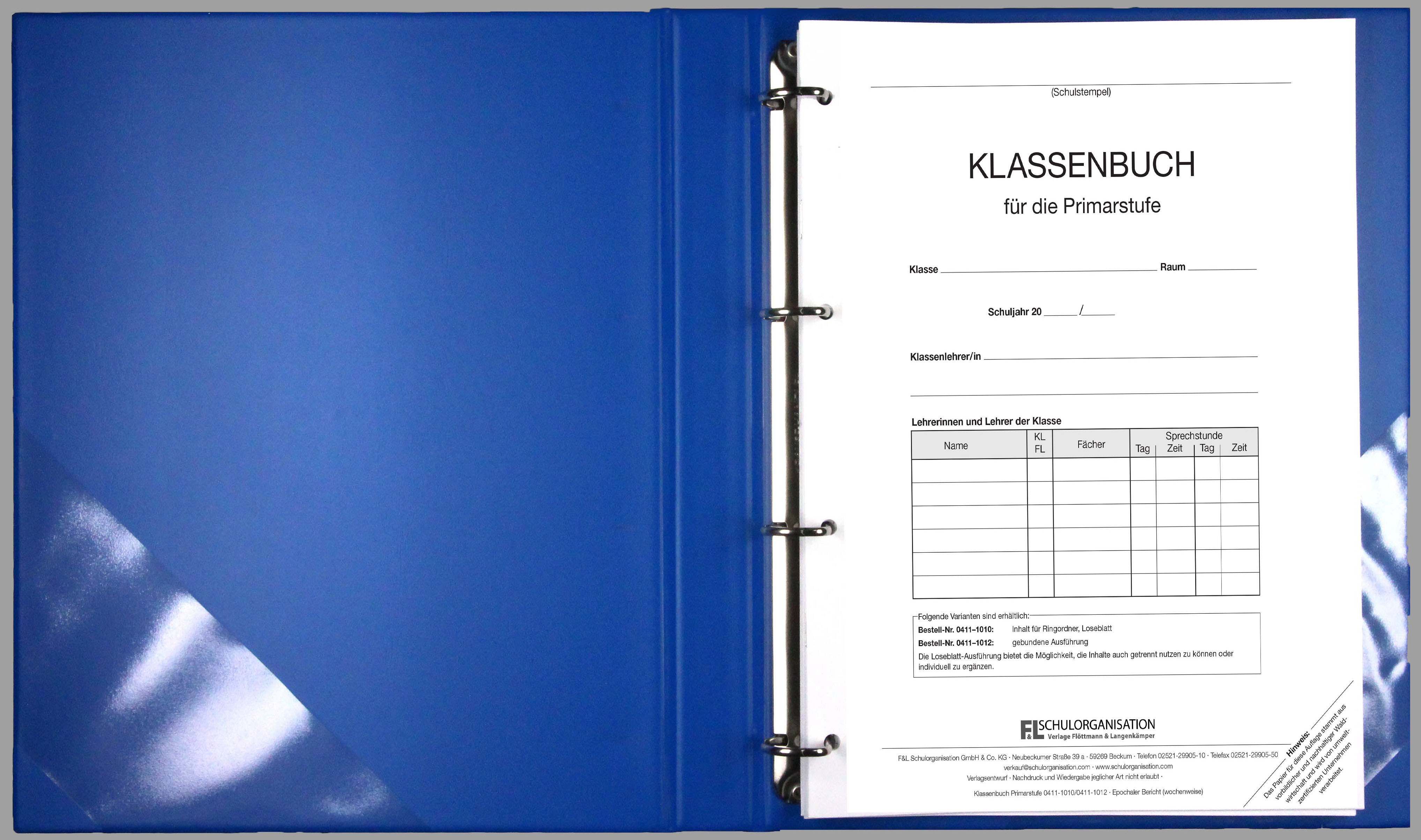 Klassenbuch wochenweise GS NS Lose Blatt plus Ordner