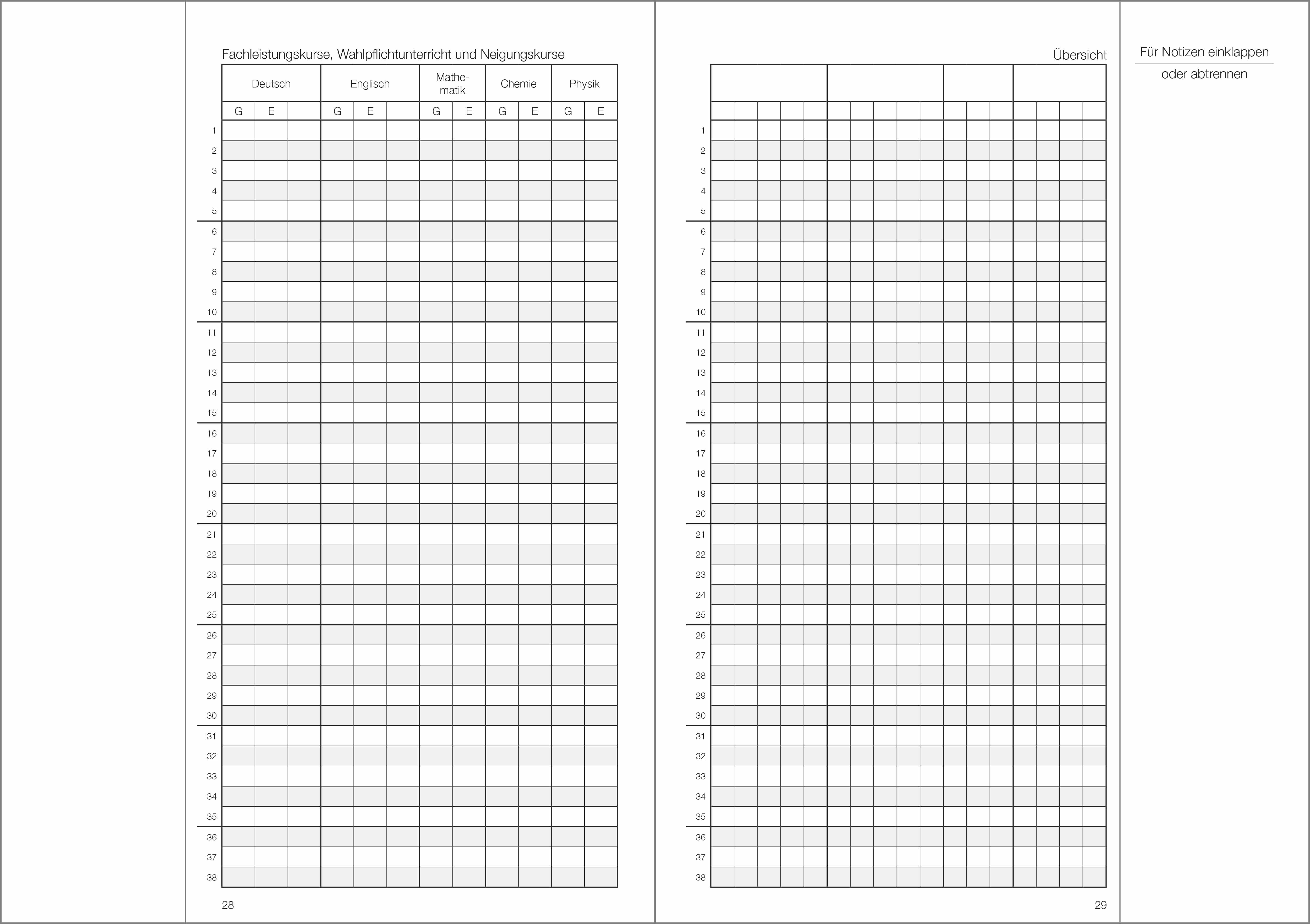 Schülerdaten Gesamtschule / Sekundarschule Klassenbuch Teil A 2026/2027