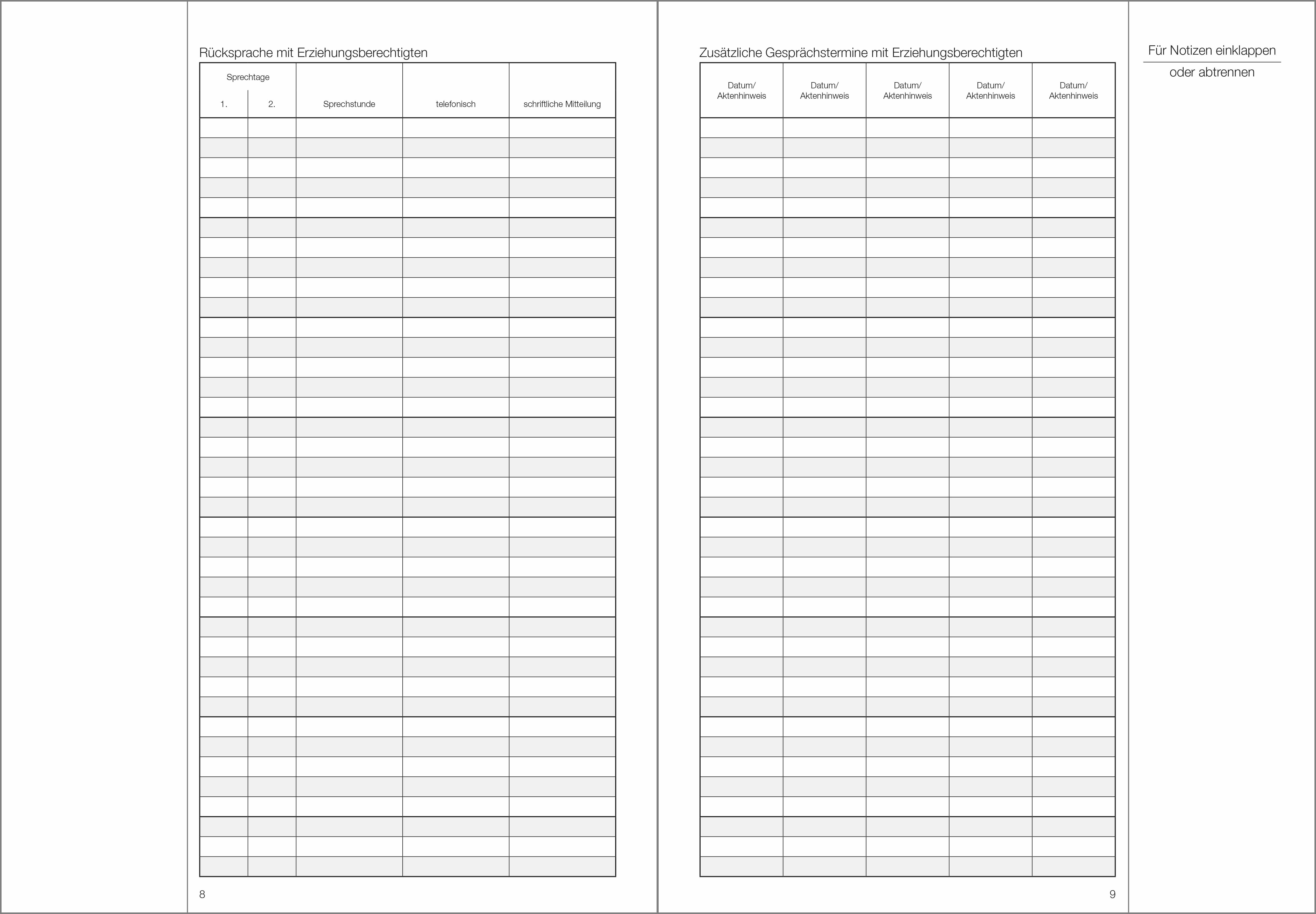 Schülerdaten Grundschule Klassenbuch Teil A 2026/2027