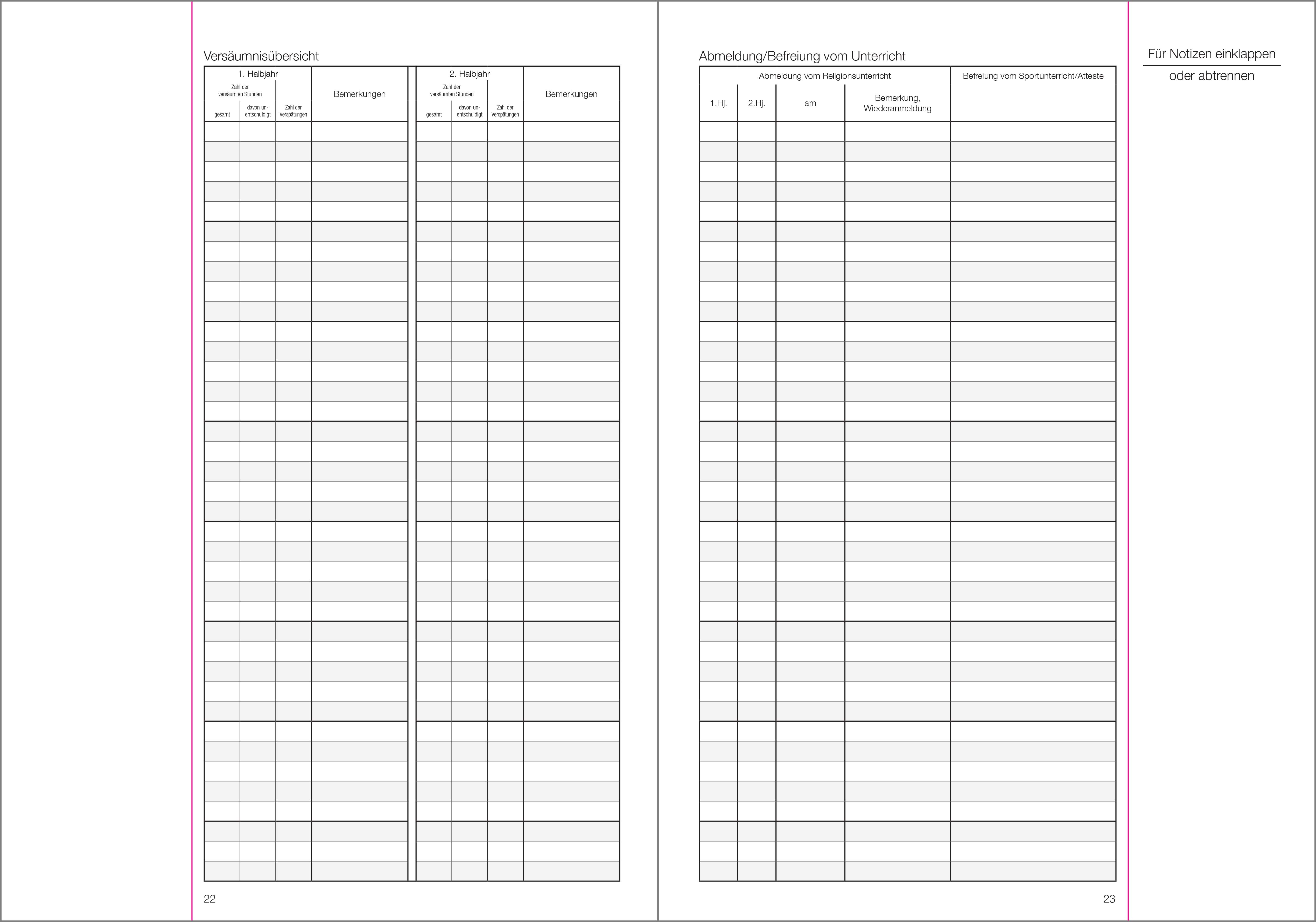 Schülerdaten neutral Klassenbuch Teil A 2026/2027