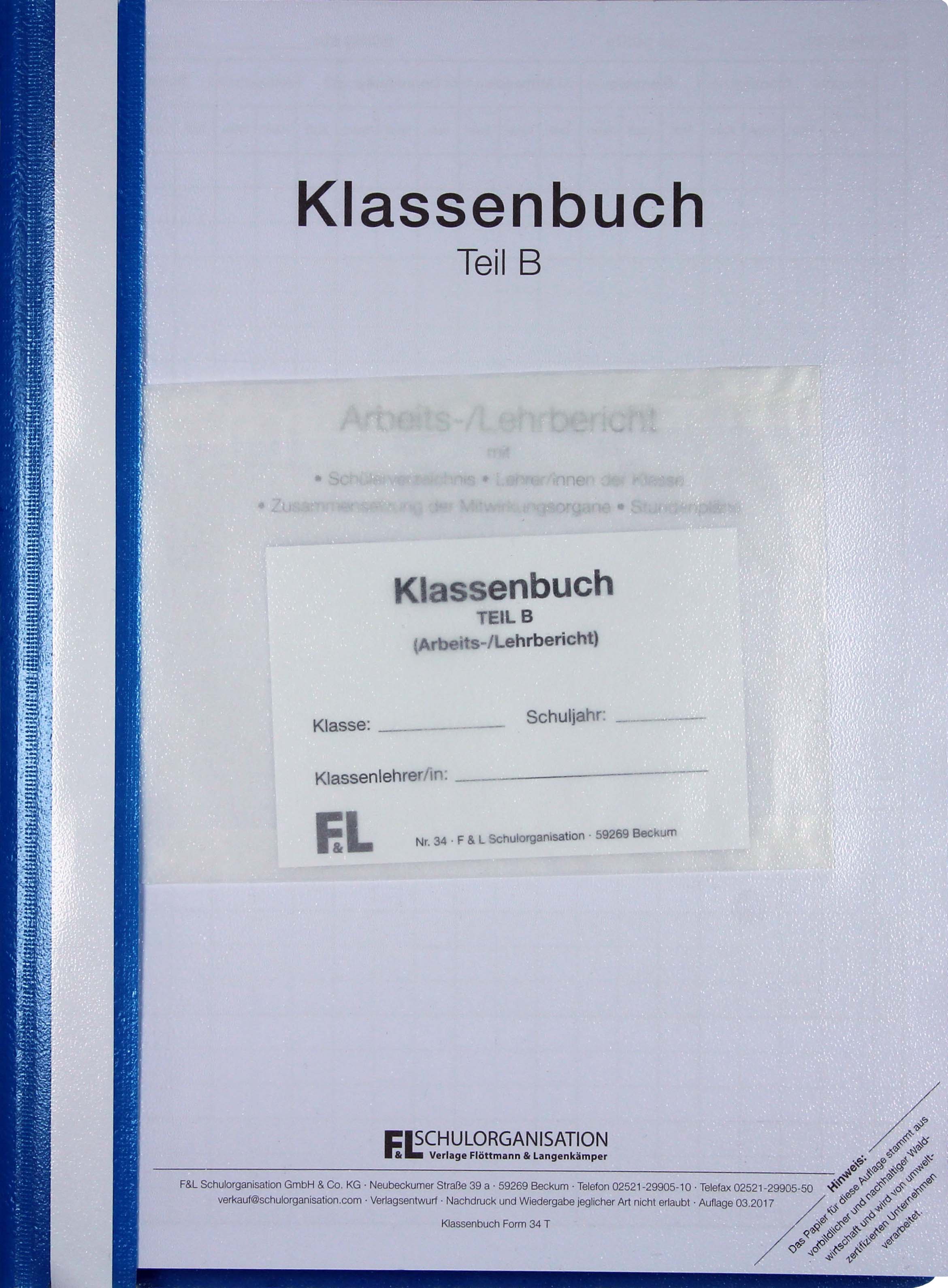 Klassenbuch HS NRW Teil B wochenweise, Inhalt