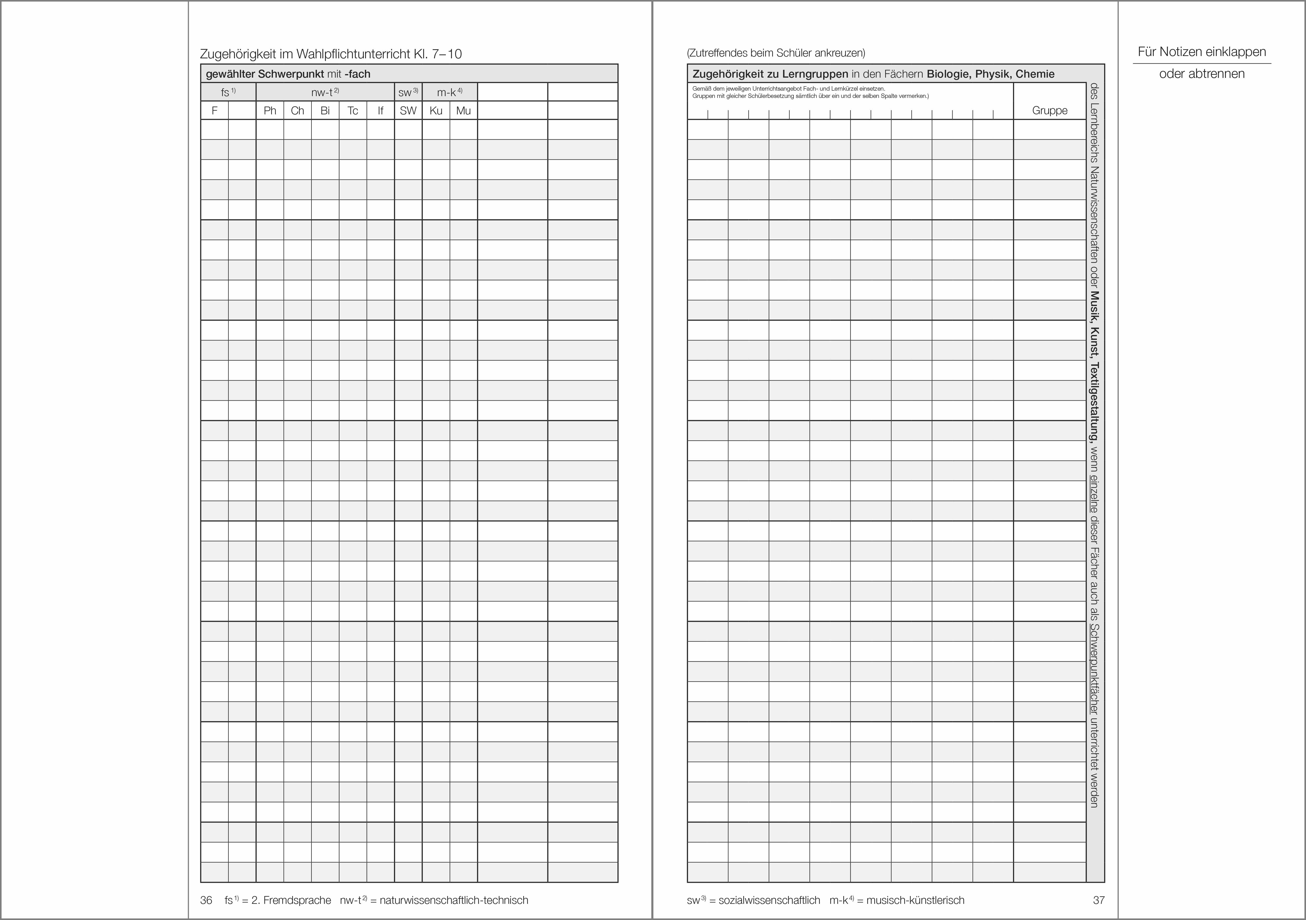 Schülerdaten Realschule Klassenbuch Teil A 2026/2027