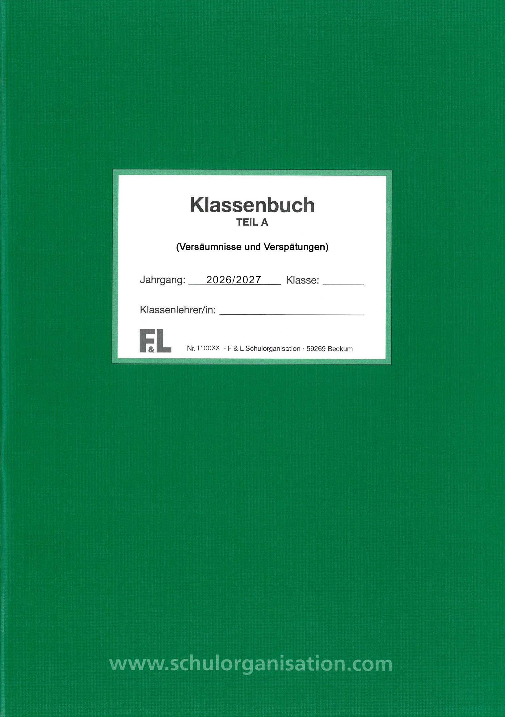 Versäumnislisten Klassenbuch Teil A 2026/2027