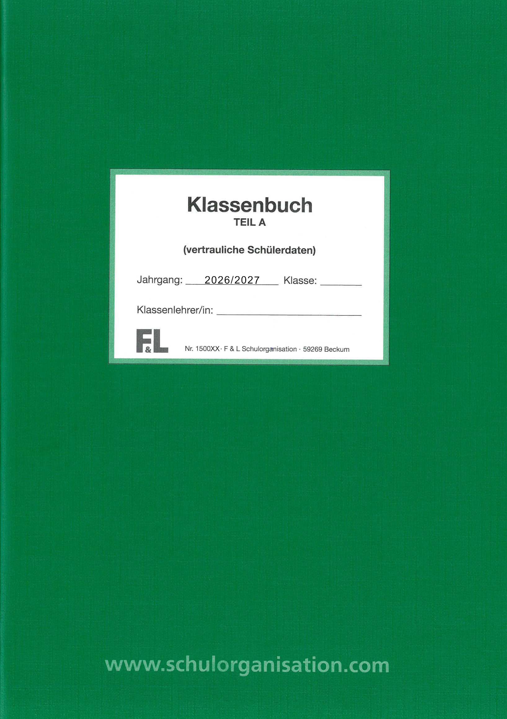 Schülerdaten Gesamtschule / Sekundarschule Klassenbuch Teil A 2026/2027