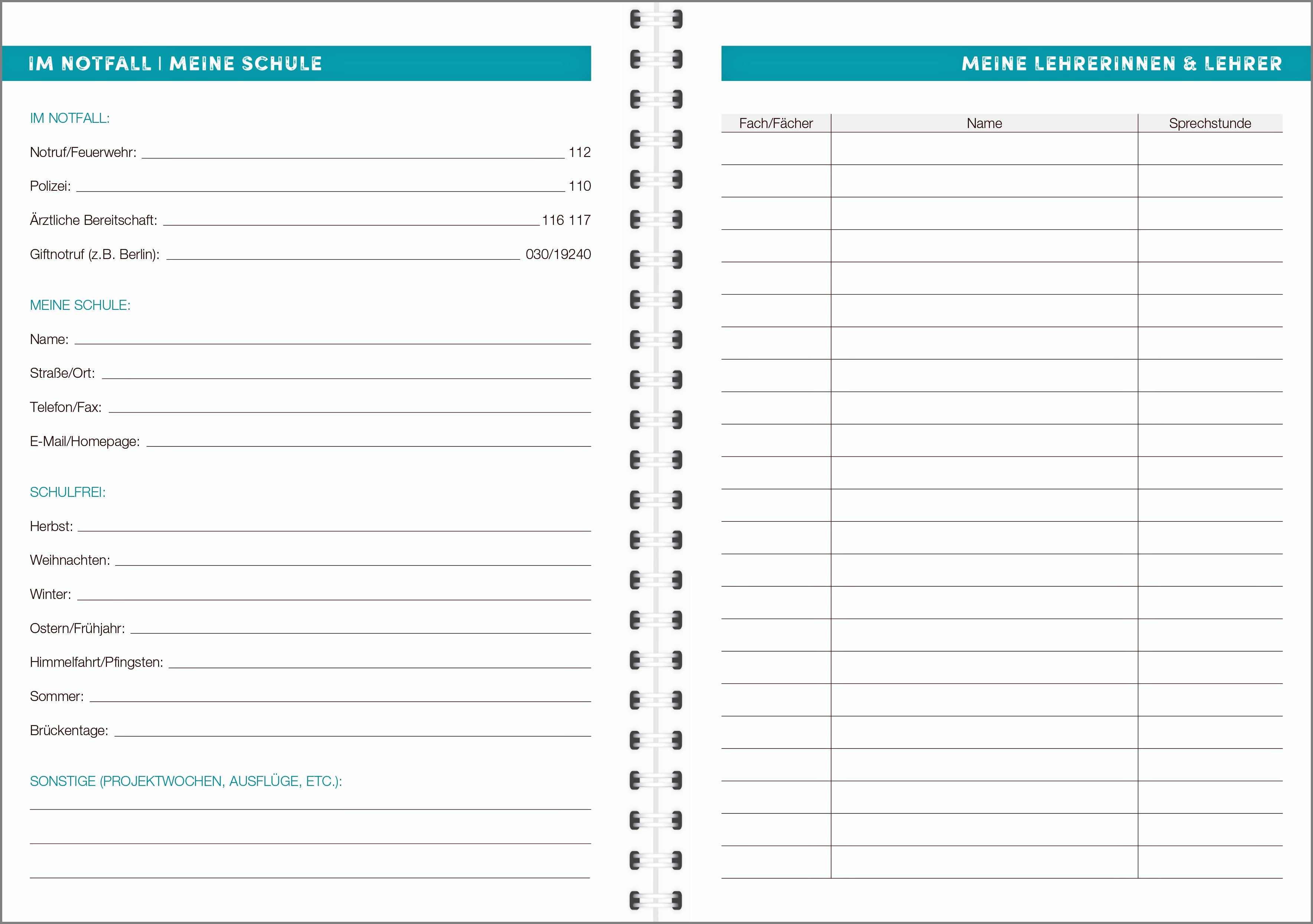 Schuljahrestagebuch/Schülerplaner