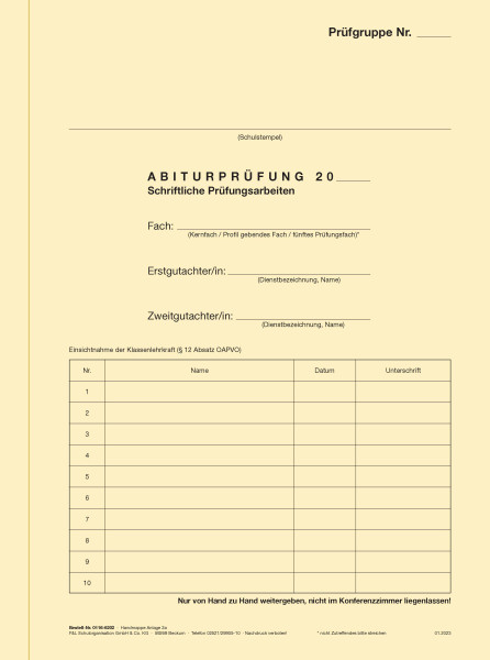 Umschlagmappe Schl.-Holstein schriftliche Prüfungsarbeiten