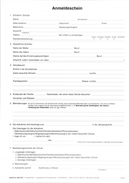 Schüleranmeldung