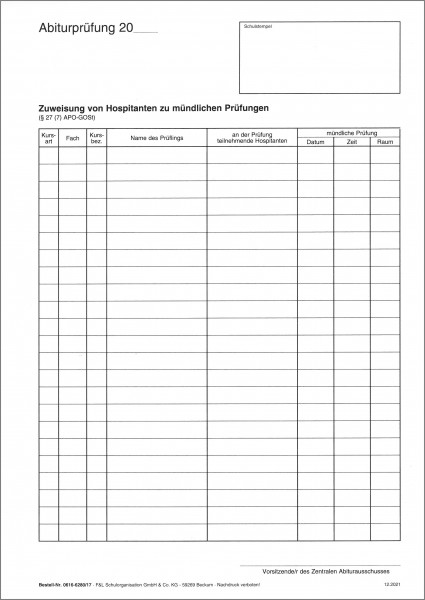 Abiturvordruck
