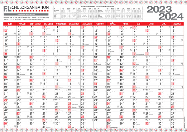 Schuljahreswandplaner Neutral Ausgabe 2023/2024