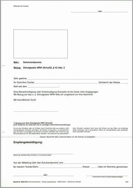 Mitteilung Schulversäumnisse