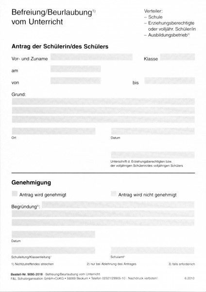 Antrag auf Befreiung
