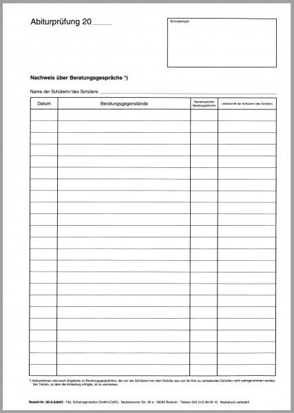 Abiturvordruck