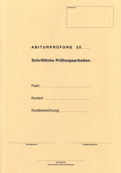 Umschlagmappe NRW schriftliche Prüfungsarbeiten