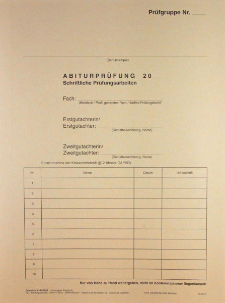 Umschlagmappe Schl.-Holstein schriftliche Prüfungsarbeiten
