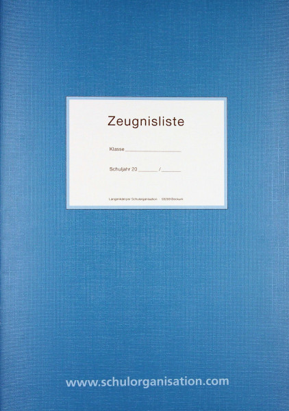 Zeugnisliste als Heft