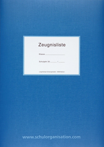 Zeugnisliste als Heft