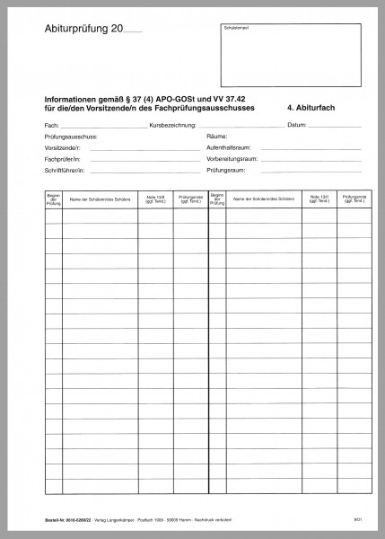 Abiturvordruck