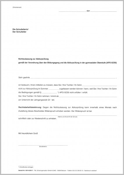 Abiturvordruck