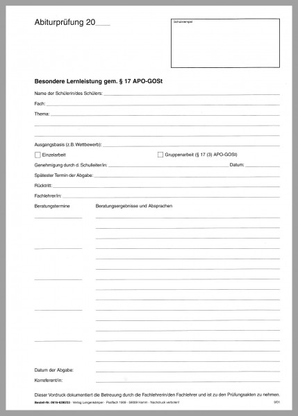 Abiturvordruck