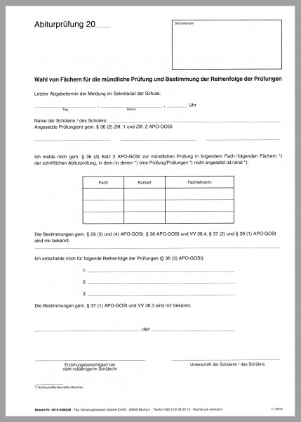 Abiturvordruck