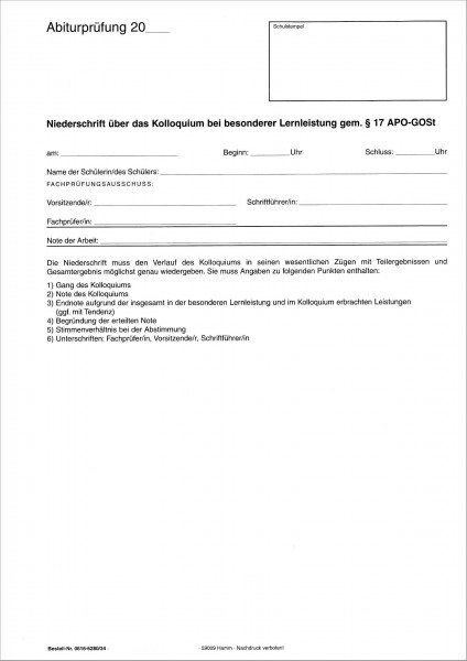 Abiturvordruck