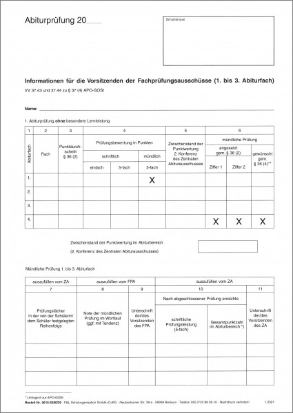 Abiturvordruck