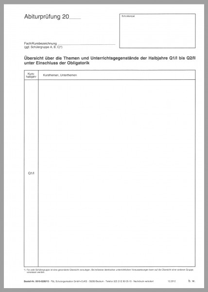 Abiturvordruck
