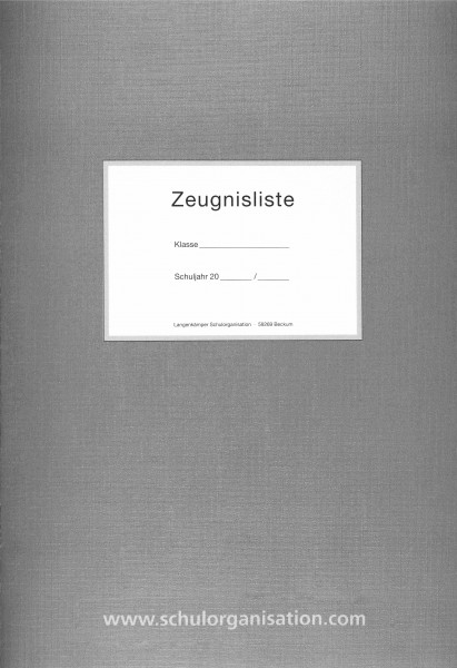 Zeugnisliste als Heft Erprobungsstufe