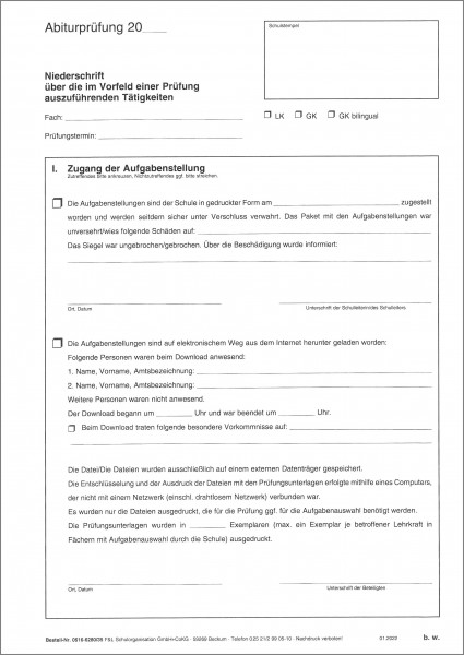 Abiturvordruck
