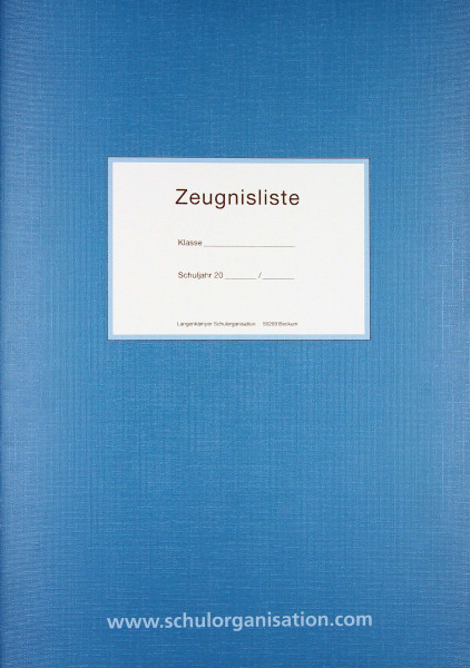 Zeugnisliste als Heft