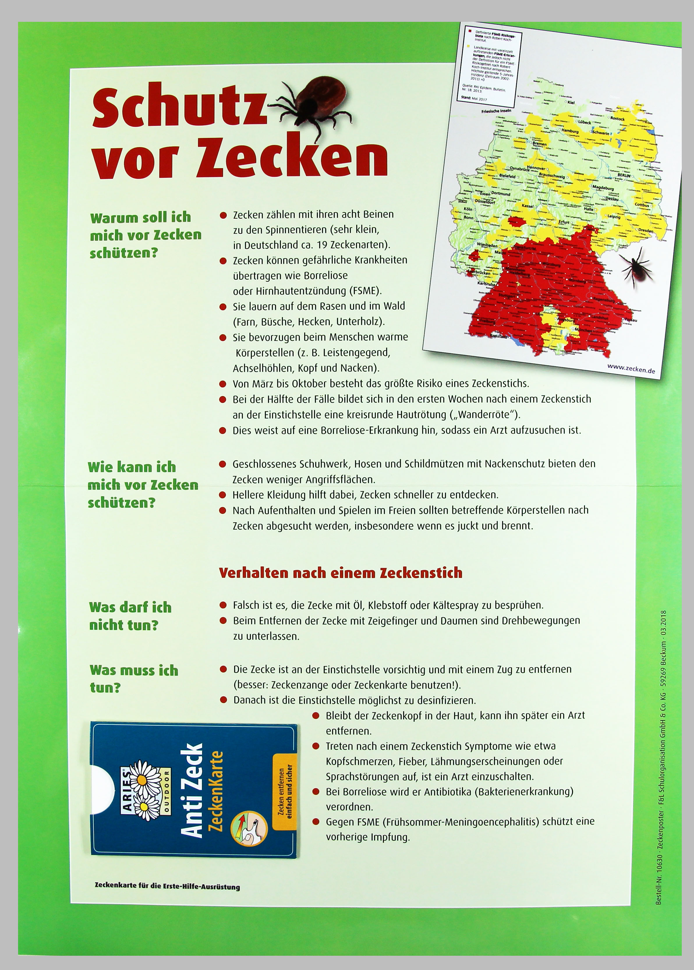 Aushang Schutz Vor Zecken Zeckenkarte | F&L Schulorganisation