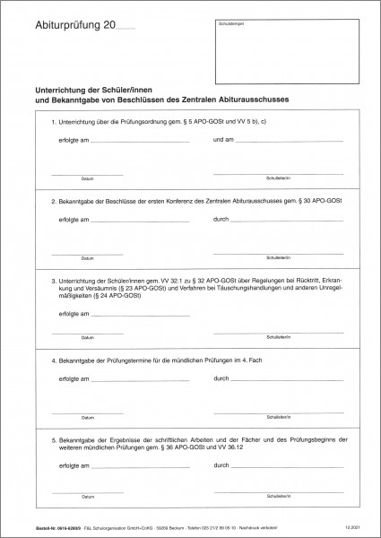 Abiturvordruck