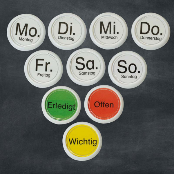Wochentags-Magnete 10 teilig in Box