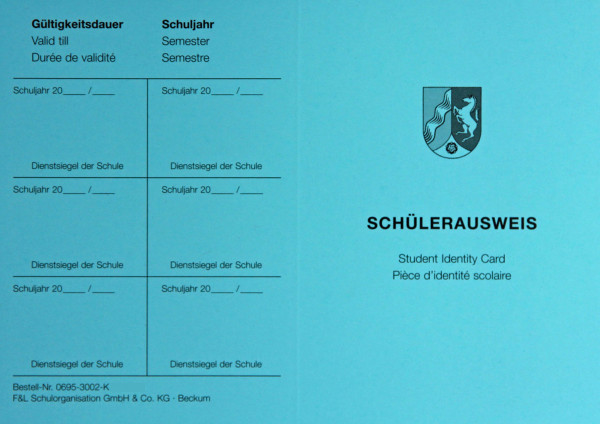 Schülerausweis NRW, Karton