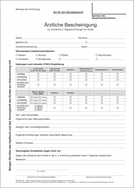 Ärztliche Bescheinigung