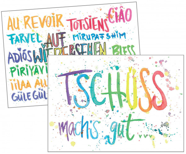 Postkarte zum Kita Abschied Tschüss - Au revoir